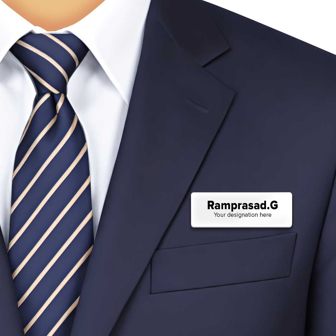 White Acrylic Name Badge | Magnet - Image 2