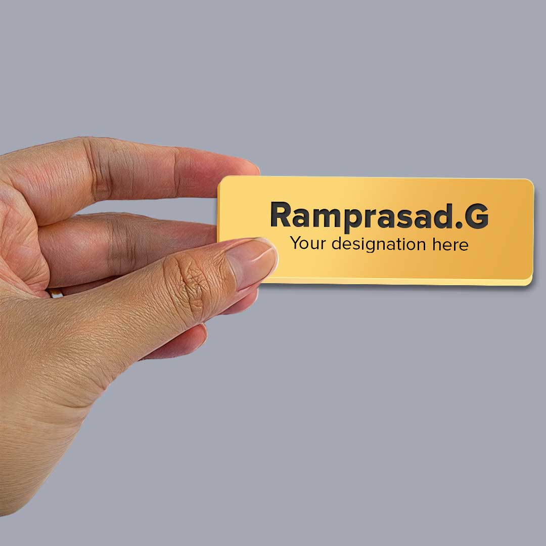 Gold Metallic Name Badge | Pin Back | Design-1 - Image 3