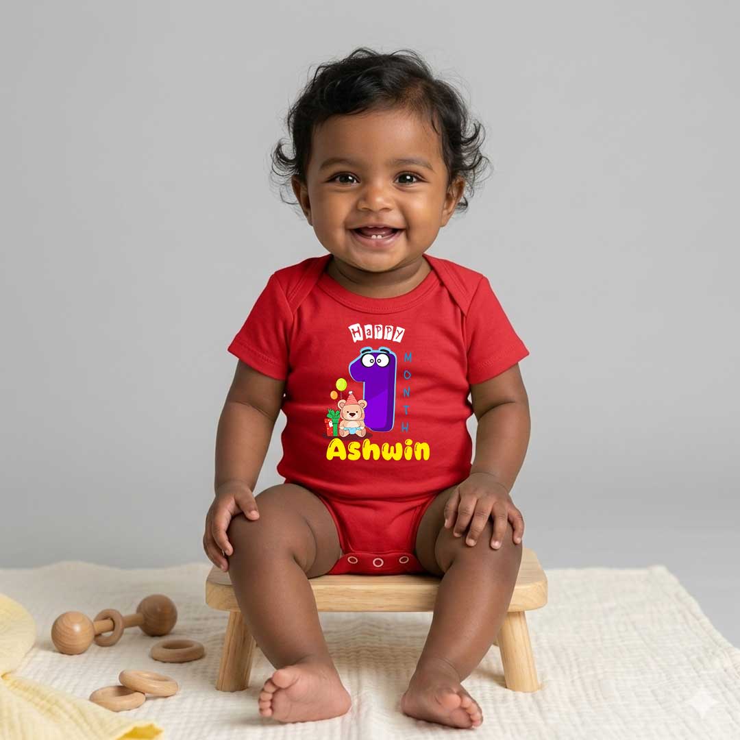 Baby Romper for Cute Everyday Style | Red color Tshirt for 1 Month