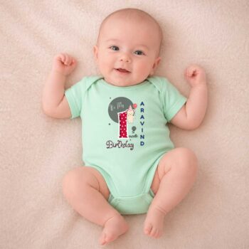 Unisex Infant Cotton Romper | Light Green color Tshirt for 1 Month
