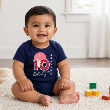 Lightweight Baby Romper Half Sleeves | Navyblue color Tshirt for 10 Month