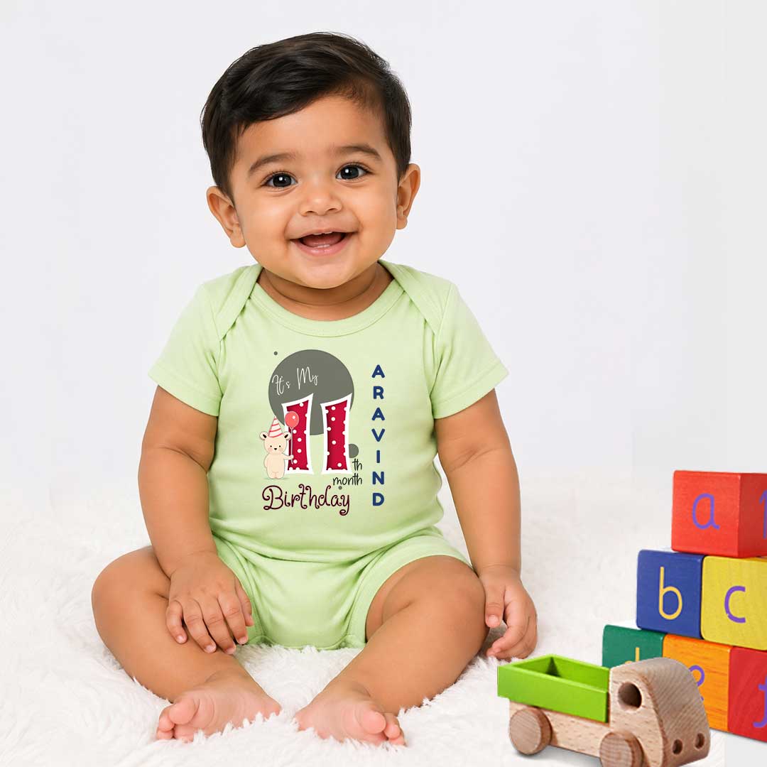 Baby onesie | Light Green color Tshirt for 11 Month