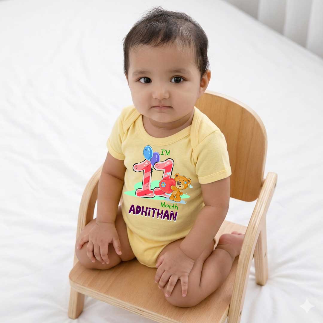 Baby Romper Half Sleeves | Yellow color | Tshirt for 11 Month