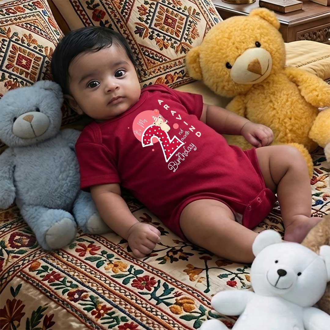 Comfortable Newborn Romper with Soft Cotton Fabric | Red color Tshirt for 2 Month
