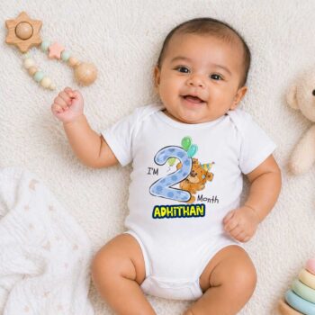 Newborn romper Half Sleeves | White Color | Tshirt for 2 Month