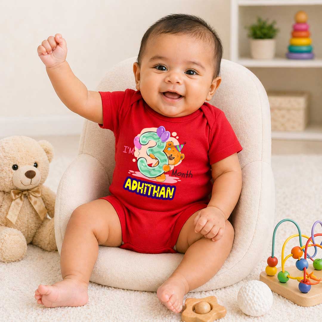 Trendy Baby Half Sleeve Romper | Red Color | Tshirt for 3 Month