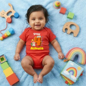 Soft Printed Infant Romper | Red color Tshirt for 4 Month