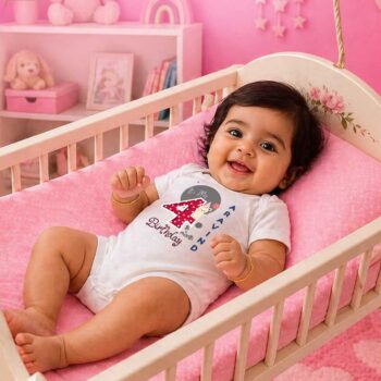 Baby Half Sleeve Bodysuit Romper | White color Tshirt for 4 Month