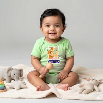 Comfort Fit Baby Romper | Light Green Color | Tshirt for 4 Month
