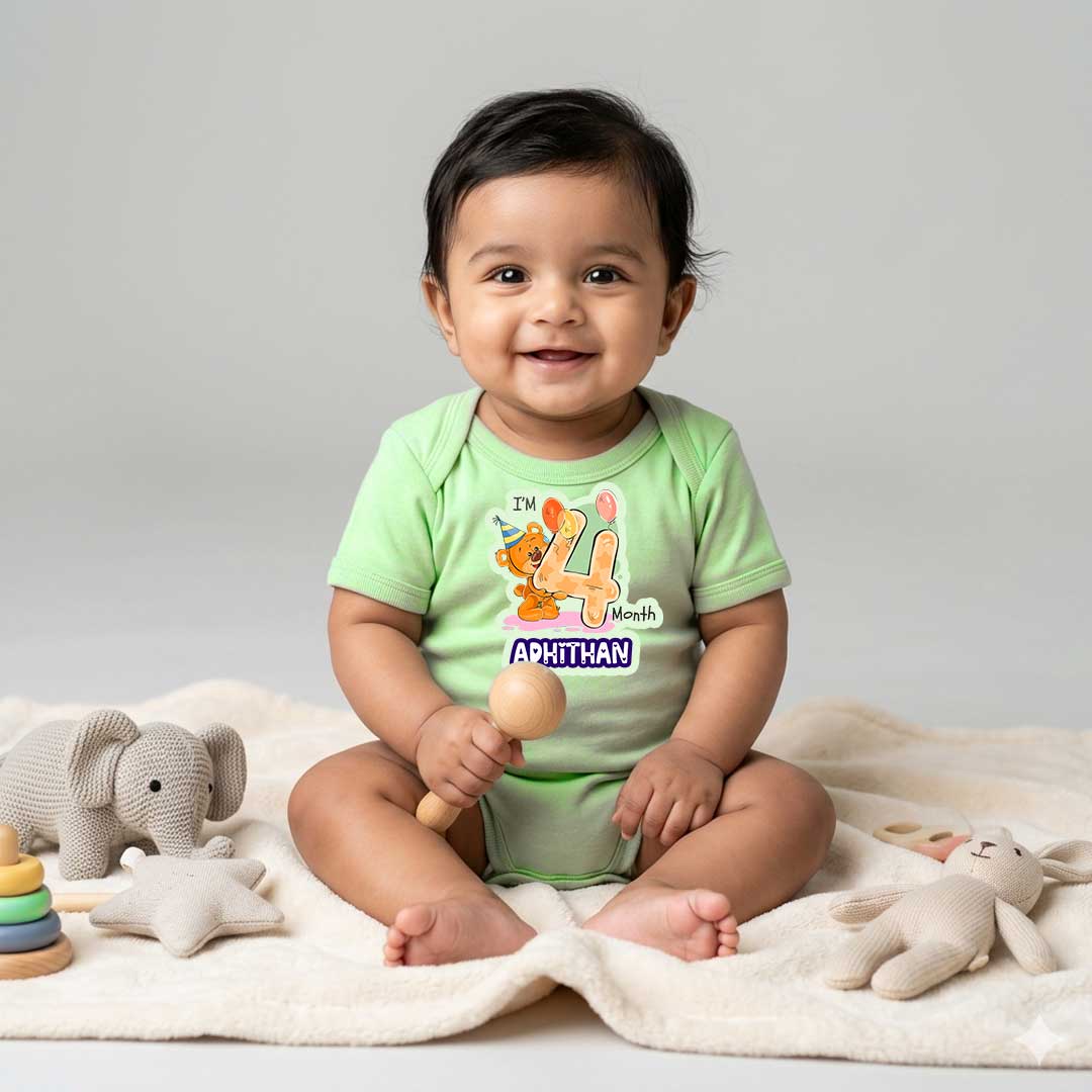 Comfort Fit Baby Romper | Light Green Color | Tshirt for 4 Month