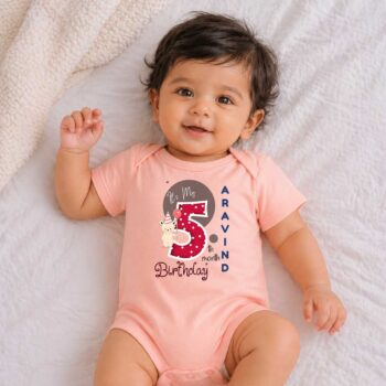 Soft Stretch Baby Romper | Peach color Tshirt for 5 Month