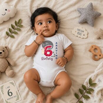 Premium Infant Onesie with Half Sleeve Design | White color Tshirt for 6 Month