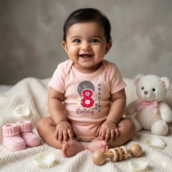 Everyday Wear Baby Romper for Newborn Babies | Peach color Tshirt for 8 Month