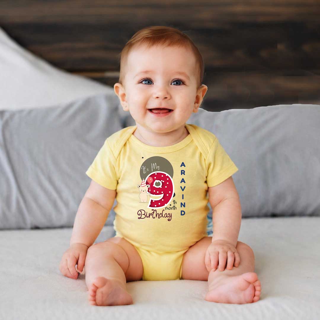 Adorable Baby Cotton Onesie for Boys & Girls | Yellow color Tshirt for 9 Month