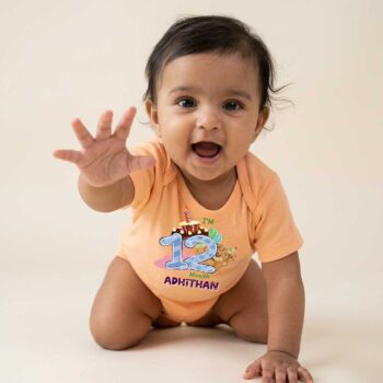 Cotton Baby Romper for Newborn | Light Orange color | Tshirt for 12 Month