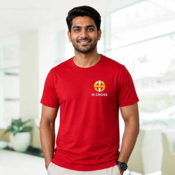 Custom Corporate T-Shirt with Company Logo | Employee Uniform | Red Color Tshirt