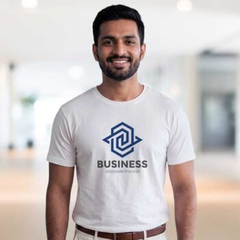 Custom Corporate T-Shirt with Company Logo | Office Team T-Shirt | White Color Tshirt
