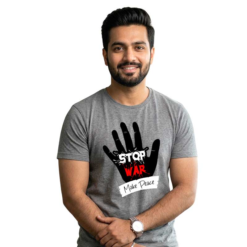 Custom T shirts | Photo Tshirt for Men | Grey Tee Shirt Round Neck
